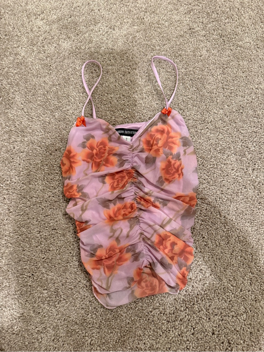 Urban Outfitters Lavender Pink Cami with Orange Floral Print